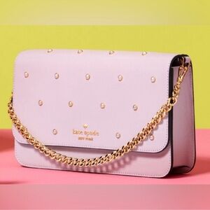 Kate Spade Madison Studded Faux Pearls Flap Convertible Crossbody Lilac